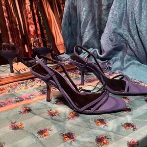 Zara Blue Strappy Heels NWT